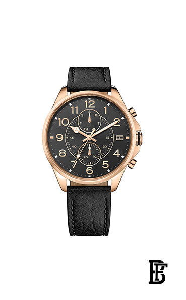 TOMMY HILFIGER men Round Leather Analog Watch 1791273 image 1