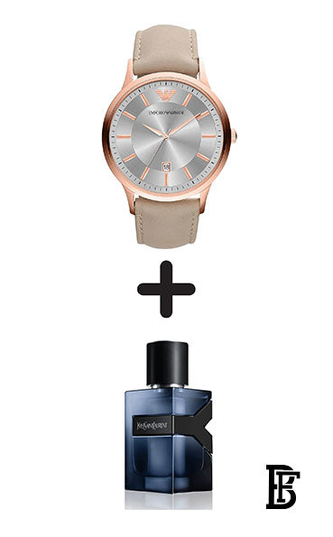 Emporio Armani Men's Classic AR2464 Silver Leather Analog Quartz Watch + Gift perfume Tester 30 ml image 1