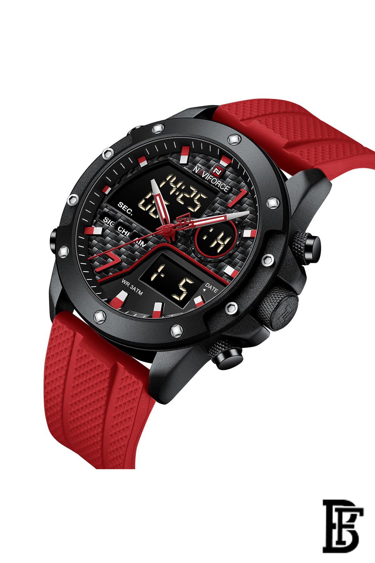 Naviforce NF9221 B/R/R   Men's Analog Leather Watch image 2