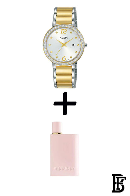 Alba AH7BK4X Women's Stainless steel  Quartz Analog Wrist Watch   + Gift perfume tester 30 ml  Warranty from Elaraby Group image 1