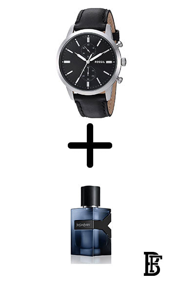 FOSSIL FS5396 Men's Leather Chronograph Wrist Watch - 44 mm - Black + Gift perfume tester 30 ml image 0