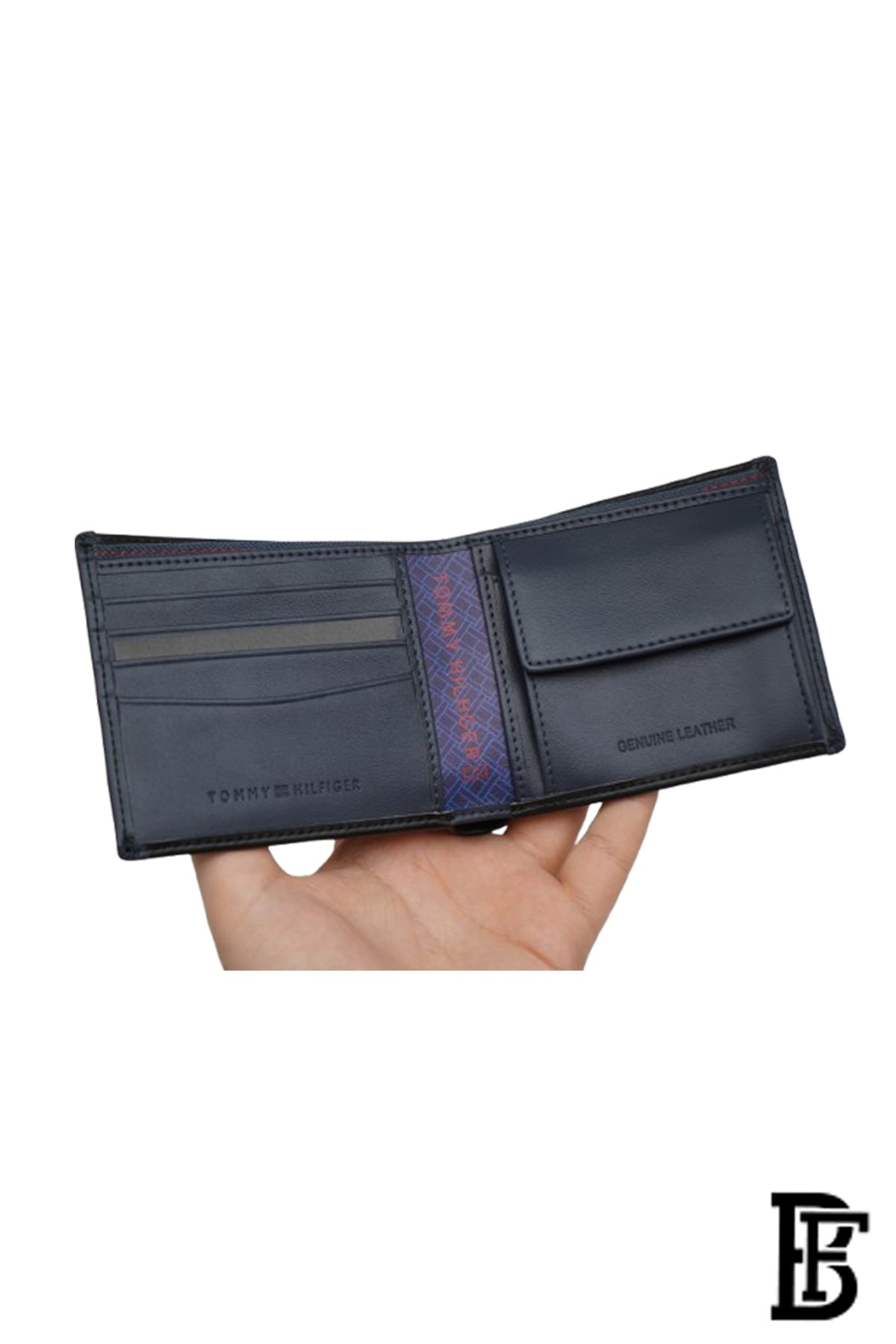 Tommy Hilfiger Wallet  is a one to face solid style covered in light/black leather image 7