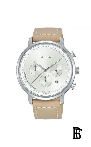 Alba AT3D61X Men's Leather Quartz  Analog Wrist Watch   Warranty from Elaraby Group image 0