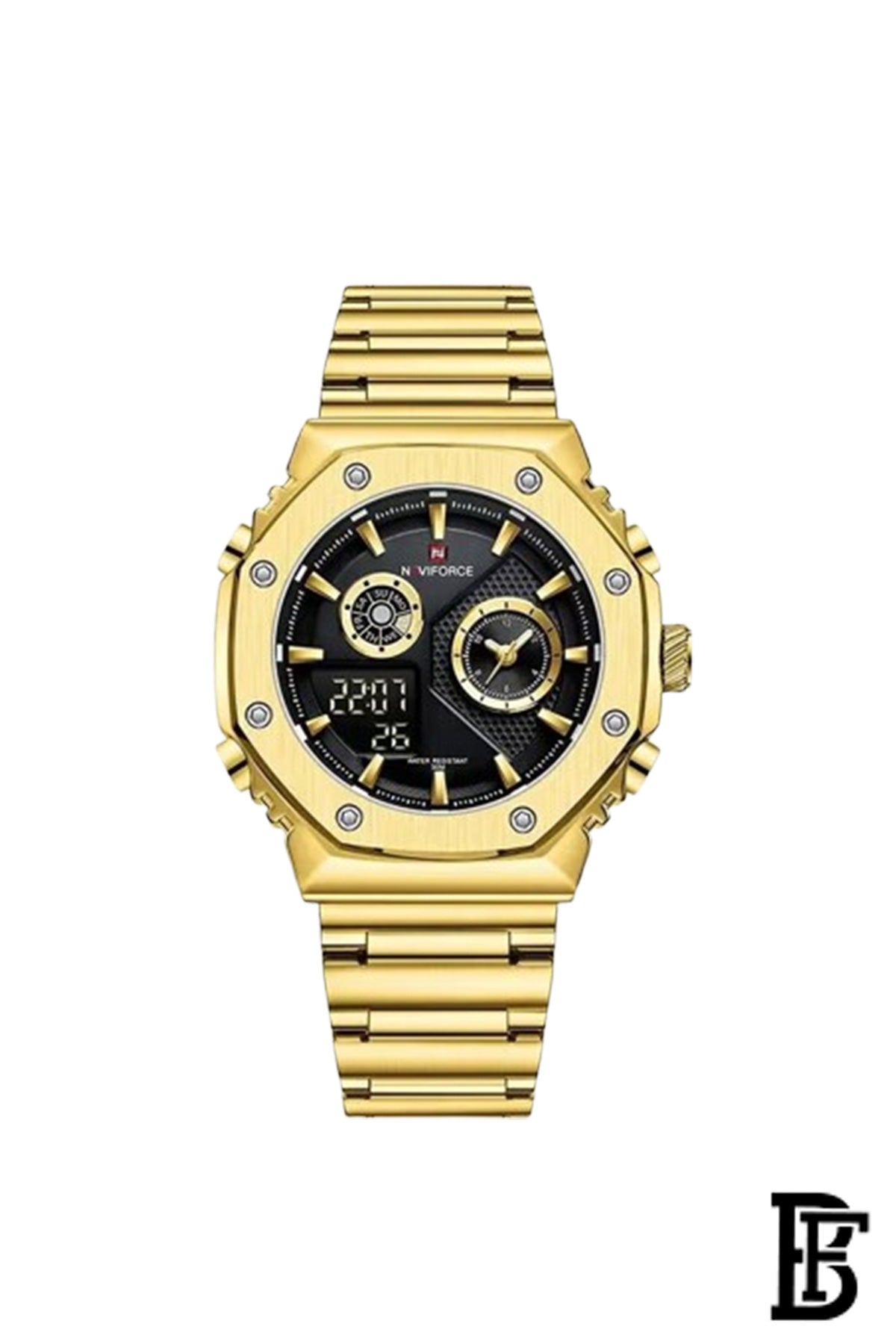 NAVIFORCE NF9216S G/B MEN'S Stainless Steel Analog Wrist Watch image 1