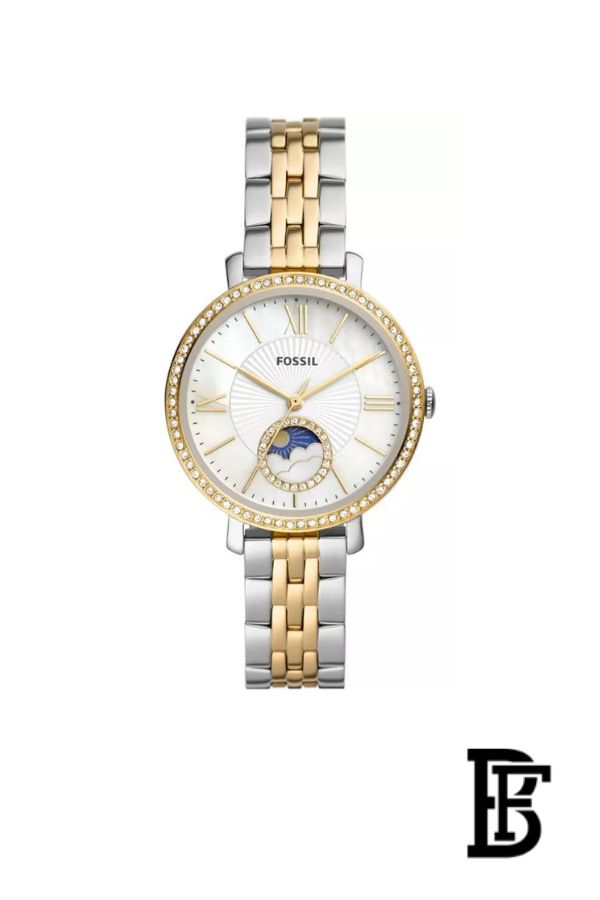 Jacqueline Sun Moon Multifunction Two-Tone Stainless Steel Watch ES5166 image 0