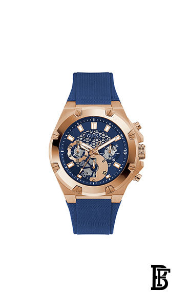 GUESS GW0334G3 Men 46 mm Third Gear Blue Dial Silicone Analog Watch + Gift perfume tester 30 ml image 2