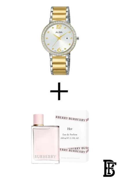 ALBA  ladies's Active hand Watch Stalinless steen strap AH7BK4X + Gift BURBERRY Her Eau De Parfum 100ml image 0