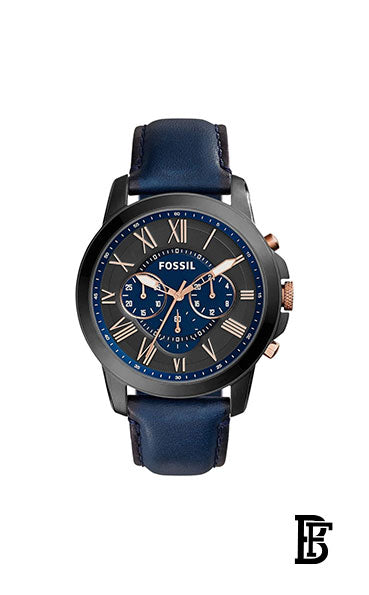 FOSSIL Fs5061 Men's Grant Chronograph Analog Watch - 44 mm - Blue + Gift perfume tester 30 ml image 2