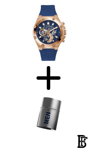 GUESS GW0334G3 Men 46 mm Third Gear Blue Dial Silicone Analog Watch + Gift perfume tester 30 ml image 0
