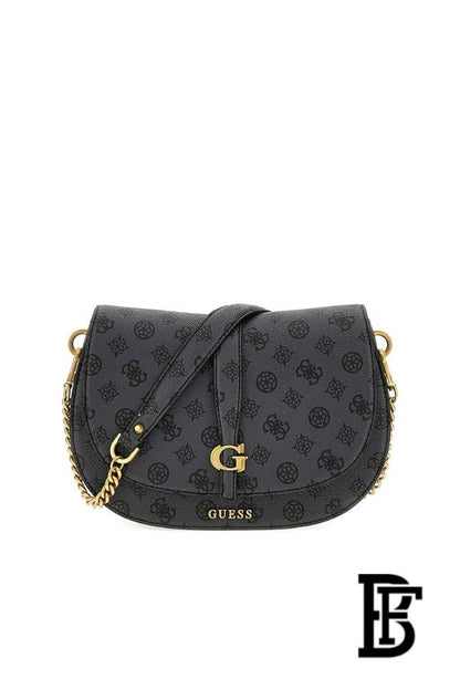 GUESS Kuba Tri Compartment Flap Shoulder Bag – Charcoal Logo image 0