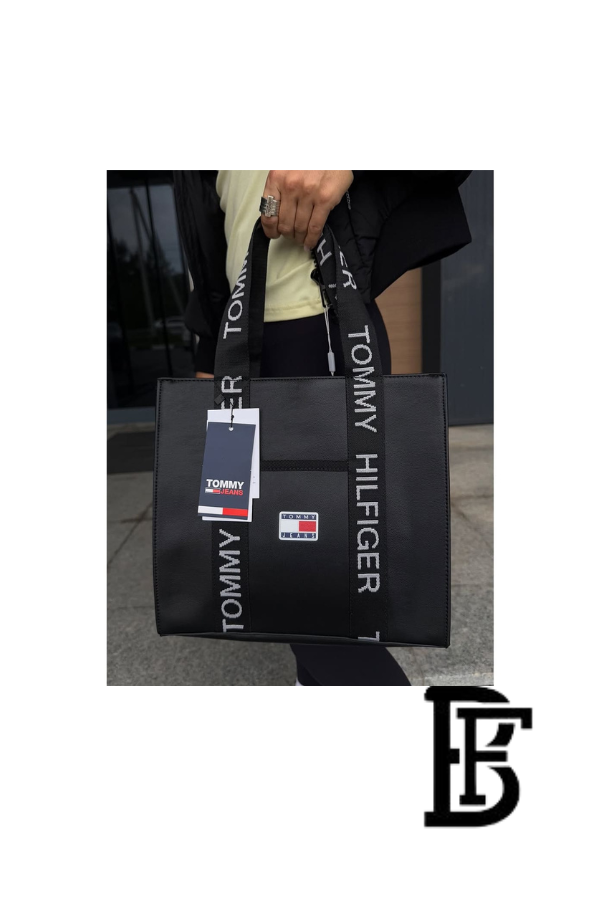 Tommy Hilfiger Black Leather Women Handbag and cross – Elegant Everyday Crossbody and hand image 4