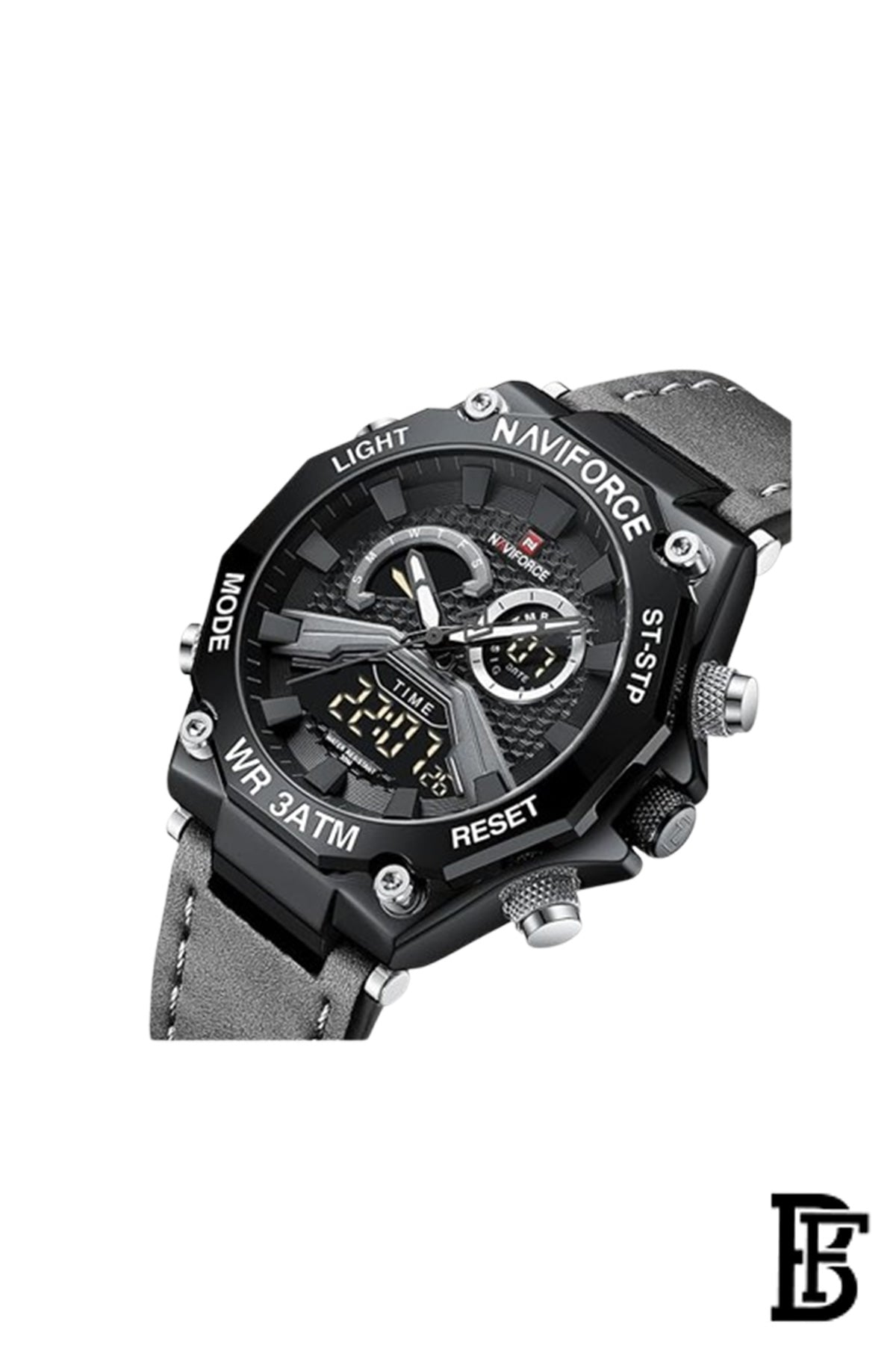 Naviforce NF9220 B/GY/GY     Men's Analog Leather Watch image 2
