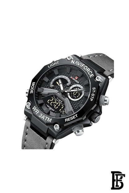 Naviforce NF9220 B/GY/GY     Men's Analog Leather Watch image 2