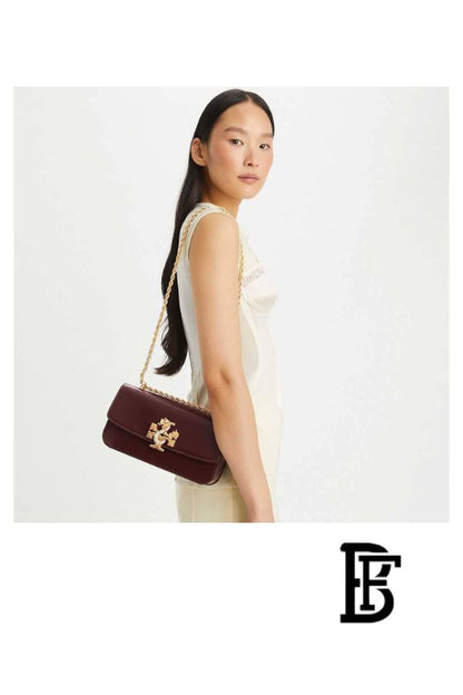 Tory Burch Burgundy Dark Red Leather Women Handbag 154785 – Elegant Everyday Shoulder Bag image 7