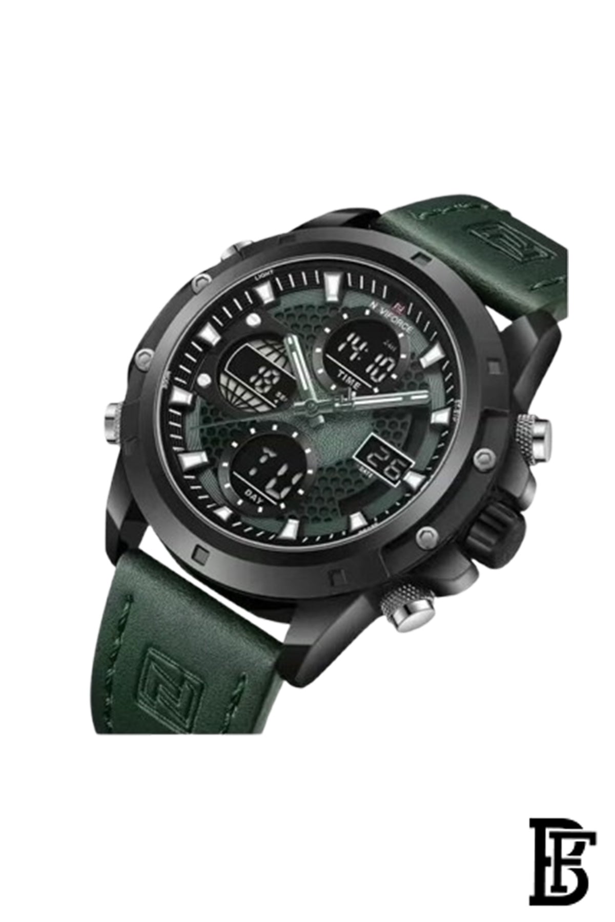 Naviforce NF9225 B/GN/GN   Men's Analog Leather Watch image 2