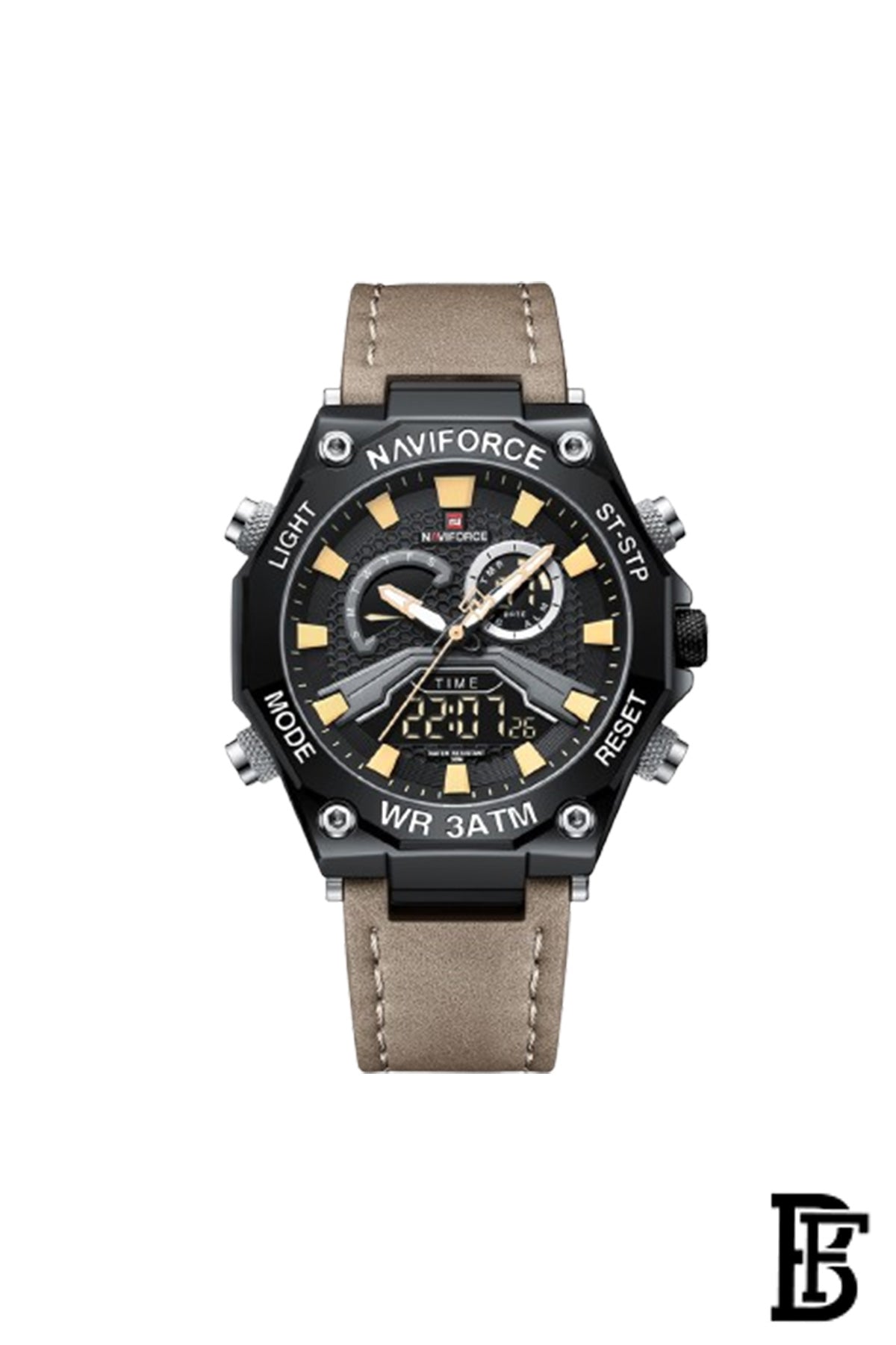 Naviforce NF9220 B/Y/BN     Men's Analog Leather Watch image 0