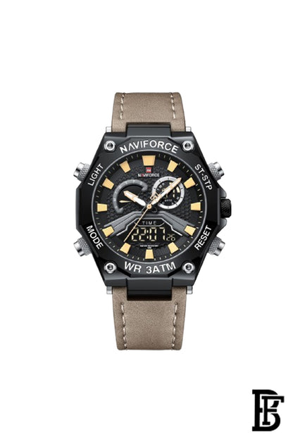 Naviforce NF9220 B/Y/BN     Men's Analog Leather Watch image 0