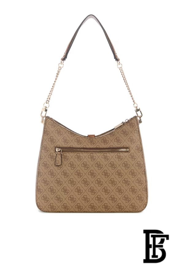 Guess Zamira Hobo Handbag – Latte Logo Monogram Polyurethane image 2