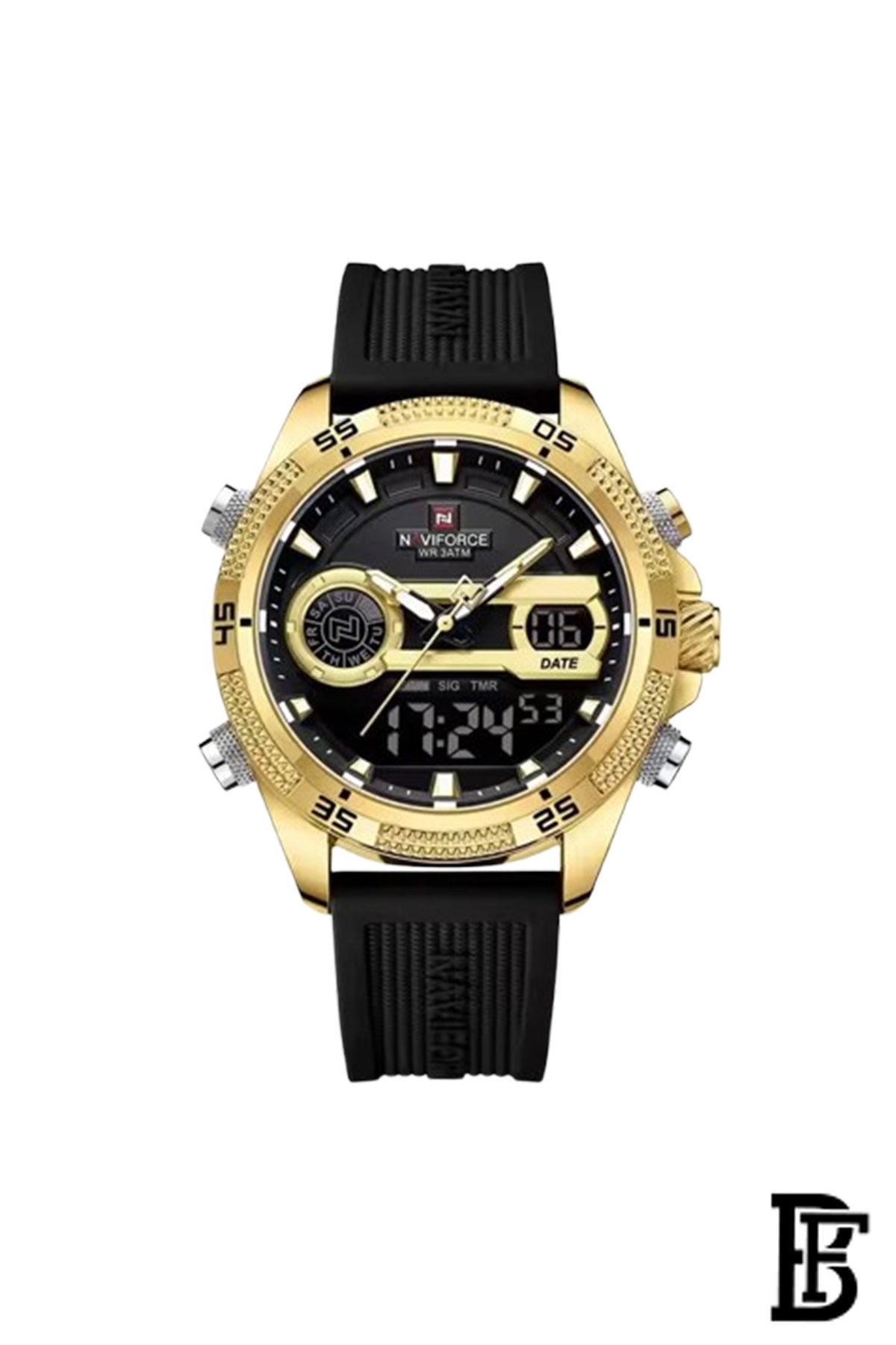 Naviforce NF9223 G/B/B     Men's Analog Leather Watch image 1