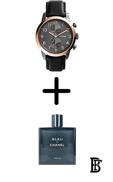 FOSSIL FS4935 Men's Leather Chronograph Wrist Watch + Gift perfume tester 30 ml image 0