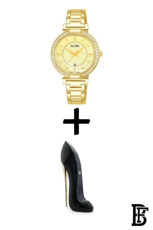 Alba AH7BE8X1 Women's Stainless steel  Quartz Analog Wrist Watch  + Gift perfume tester 30 ml     Warranty from Elaraby Group image 1
