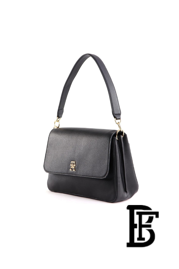 Tommy Hilfiger Black Leather Women Handbag and cross Aw0Aw14510 – Elegant Everyday Crossbody and hand image 8