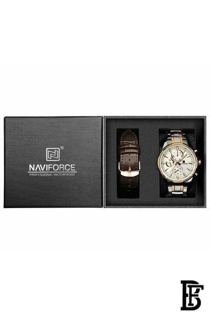 Naviforce Men's Silver Dial Watch - NF9089 RGW + Free Leather Strap image 0