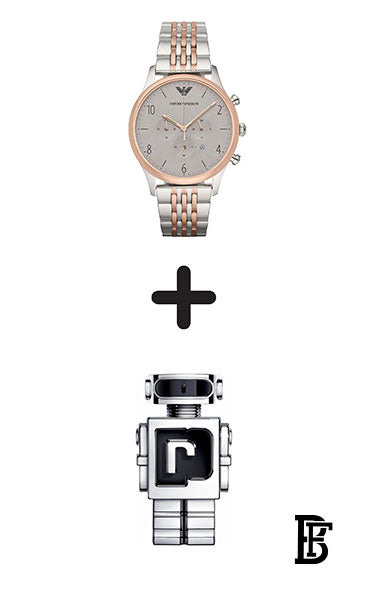 EMPORIO ARMANI Men's Chronograph Quartz Watch AR1864 + Gift perfume tester 30 ml image 1