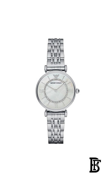 EMPORIO ARMANI Women's Gianni Stainless Steel Analog Watch AR1908 - 32 mm - Silver + Gift perfume Tester 30 ml image 2