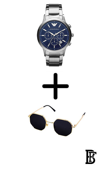 EMPORIO ARMANI Men’s Classic Water Resistant Chronograph Watch AR2448 + Sun glasses gift sg1 image 0