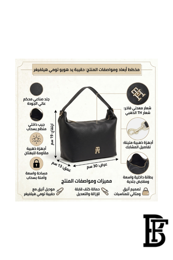 Tommy Hilfiger Black Leather Women Shoulder Bag AW0AW14499 – Elegant Zip Closure Handbag image 2