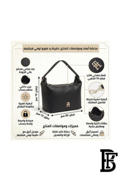 Tommy Hilfiger Black Leather Women Shoulder Bag AW0AW14499 – Elegant Zip Closure Handbag image 2