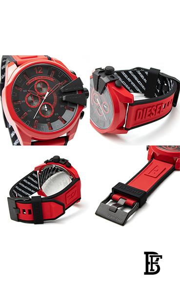 DIESELMen's Mega Chief Round Shape Silicone Strap Chronograph Wrist Watch 51 mm - Red - DZ4526 image 2