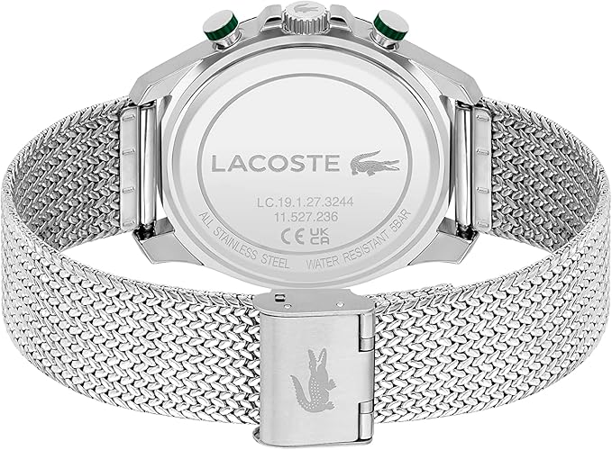 Lacoste Boston Men's Chronograph Watch Blue Dial Silver Stainless Steel Mesh Strap Quartz 42mm - 2011163