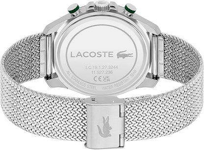 Lacoste Boston Men's Chronograph Watch Blue Dial Silver Stainless Steel Mesh Strap Quartz 42mm - 2011163
