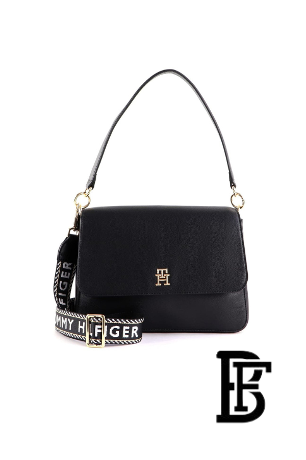 Tommy Hilfiger Black Leather Women Handbag and cross Aw0Aw14510 – Elegant Everyday Crossbody and hand image 0
