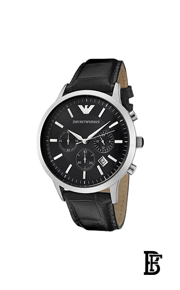EMPORIO ARMANI Men's Renato Water Resistant Analog Watch AR2447 - 43 mm - Black + Gift perfume Tester 30 ml image 2