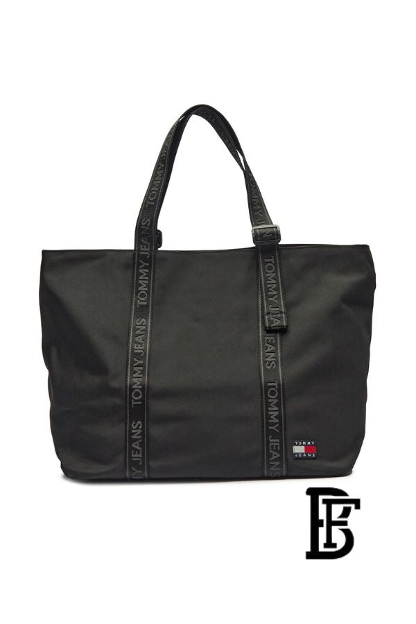 Tommy Hilfiger Black Leather Women Handbag Aw0Aw16273 – Elegant Everyday Shoulder Bag image 1