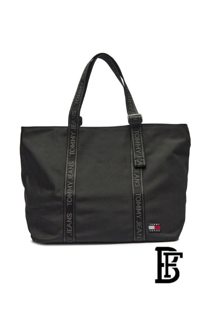 Tommy Hilfiger Black Leather Women Handbag Aw0Aw16273 – Elegant Everyday Shoulder Bag image 1