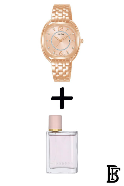 Alba AH7BG2X Women's  Stainless Steel Quartz Analog Wrist Watch + Gift perfume tester 30 ml Warranty from Elaraby Group image 0