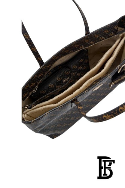 GUESS Power Play Large Tech Tote Bag – Brown Logo, Gold Hardware image 5