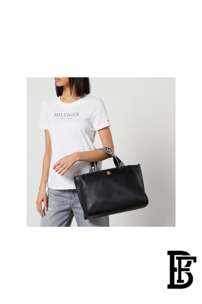 Tommy Hilfiger Black Leather Women Handbag AW0AW14469 BDS – Large Elegant Shoulder Bag image 9