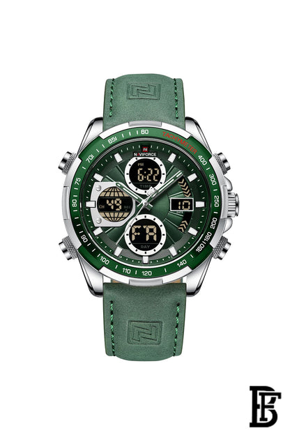 Naviforce NF9194 NF9197L S/GN/GN  Analog Leather Watch image 0