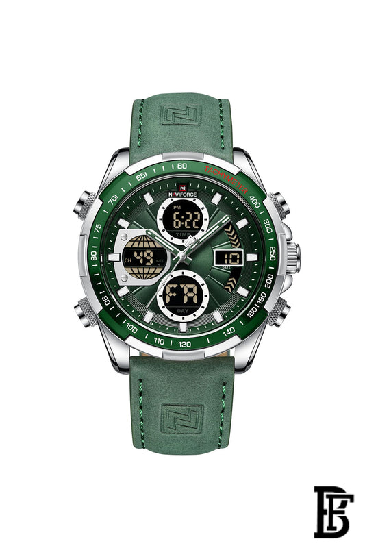 Naviforce NF9194 NF9197L S/GN/GN  Analog Leather Watch image 0