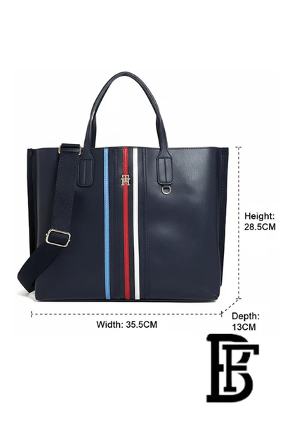 Tommy Hilfiger Navy Blue Leather Women Handbag and cross Aw0Aw16409 – Elegant Everyday Crossbody and hand image 5