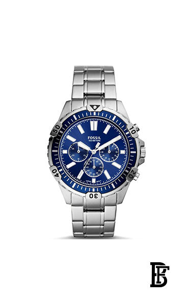 FOSSIL FS5623 men Stainless Steel Analog Wrist Watch - 44 mm - Silver + Gift perfume tester 30 ml image 2