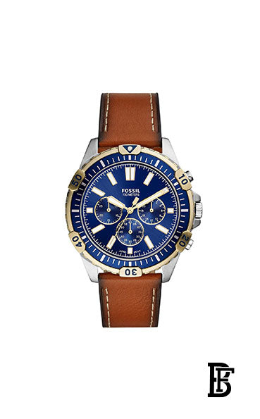 FOSSIL FS5625  Men's Garrett Water Resistant Chronograph Wrist Watch - 44 mm - Luggage Brown + Gift perfume tester 30 ml image 2