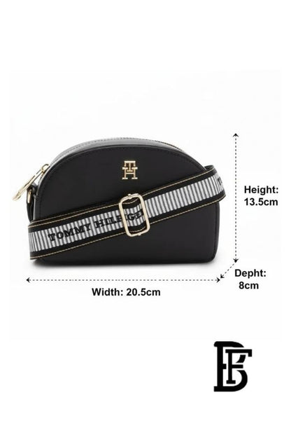 Tommy Hilfiger Black Leather Women Handbag Aw0Aw16679 – Elegant Everyday Shoulder Bag image 11