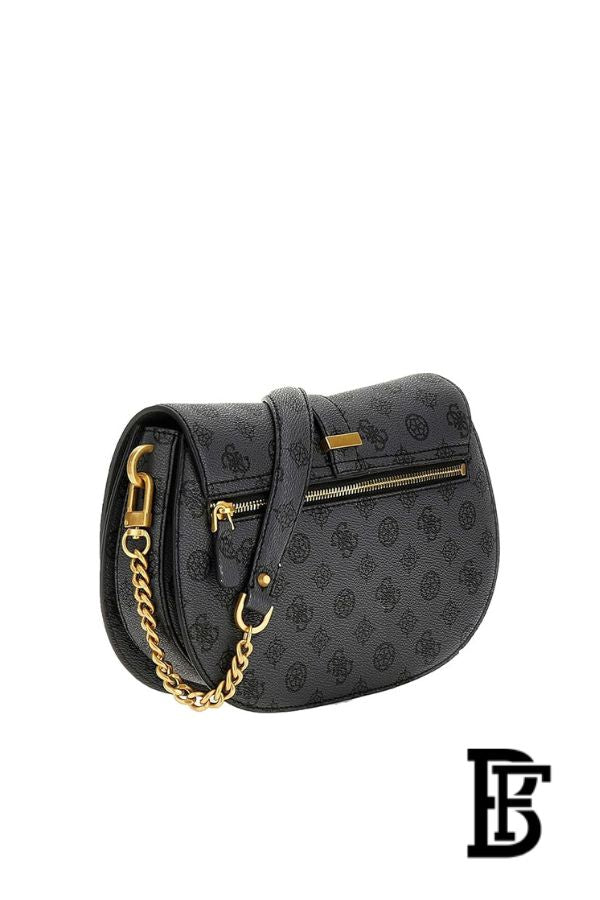 GUESS Kuba Tri Compartment Flap Shoulder Bag – Charcoal Logo image 2