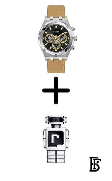 GUESS GW0262G1 Men's Smooth Genuine Leather Strap Watch + Gift perfume tester 30 ml image 0